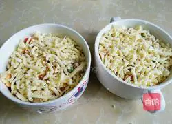 彩Illustration of how to make baked pepper rice 11