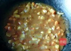 Chicken Curry Illustration of how to make rice bowl 6