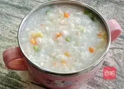 Illustration of how to make shrimp and pea porridge (baby food supplement) 13