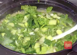 Illustration of how to make millet porridge with minced lotus root and meat 9