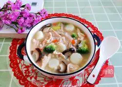 Illustration of how to make yam, chicken and vegetable porridge 18