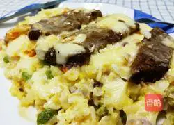 Cheese Baked Steak Rice Recipe Illustration 13