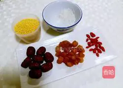 Illustration of how to make red dates, longan and millet porridge 1