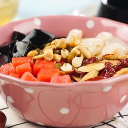 Cool grass jelly fruit ice porridge