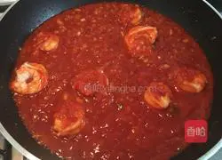 Illustration of how to make baked Italian alphabet pasta with tomatoes and shrimps 6
