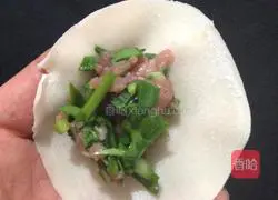 Illustration of how to make leek and pork pot stickers 4