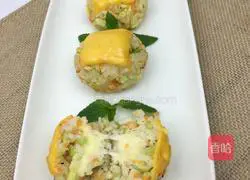 Illustration of how to make grilled double cheese rice balls 8