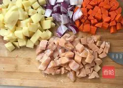 Illustration of how to make curry chicken rice 2