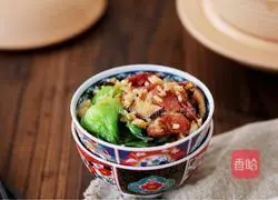 Illustration of how to make sausage clay pot rice 19