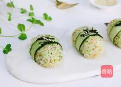 Illustration of how to make broccoli and sesame rice balls 15