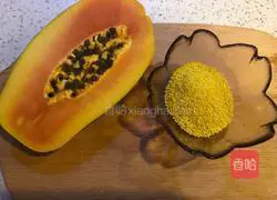 Illustration of how to make papaya and millet porridge 1