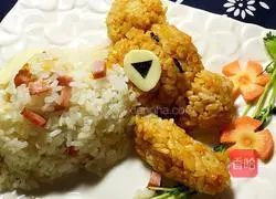 Illustration of how to make koala hand-shaped rice balls 13