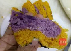 Illustration of how to make pumpkin and purple sweet potato cake 11