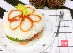 Illustration of how to make beef rice burger 10