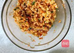 Illustration of how to make vegetable and meat floss rice balls 7