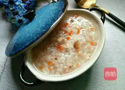 Illustration of how to make mushroom, carrot, and chicken porridge 8 