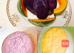 Illustration of how to make two-color hair cake 3