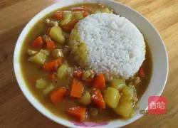 Illustration of how to make curry chicken rice bowl 10