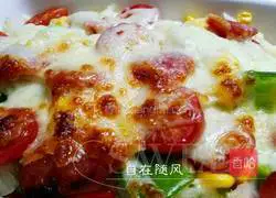 Illustration of how to make sausage and cheese baked rice 4