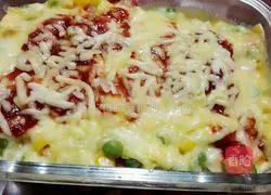 How to make baked rice with ham and mixed vegetables (microwave version) 6