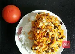 Illustration of how to make rice with carrot, fungus and bean skin 3