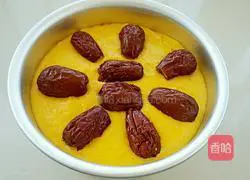 Illustration of how to make red date and pumpkin hair cake 14