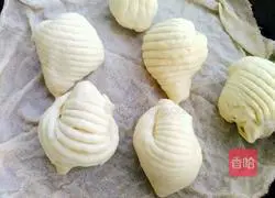 Illustration of how to make salt and pepper shell flower rolls 23