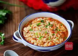 Illustration of tomato and enoki mushroom risotto 17