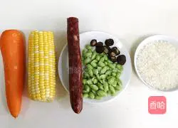 Illustration of how to make braised sausage and vegetables with rice 1