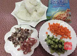 Illustration of how to make assorted baked rice 1