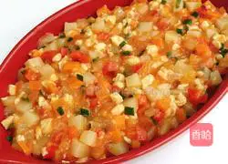 Illustration of how to make tomato, chicken and cheese stir-fried rice 16