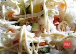 Illustration of how to make salad and colorful rice balls 4