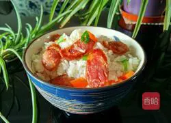 Illustration of how to make sausage braised rice 11