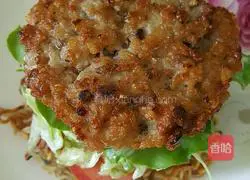 Illustration of how to make instant noodles burger 15