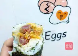 Illustration of making sausage and meat floss rice balls 7