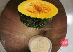 Illustration of how to make pumpkin, candied dates and rice porridge 1