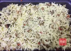 Illustration of how to make beef steak, bacon, grandma's dish, spareribs and minced meat baked rice 10