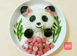 Illustration of how to make giant panda rice balls 9