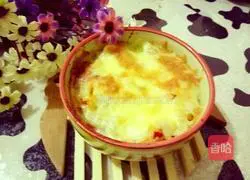 Illustration of how to make spicy cabbage, bacon and cheese baked rice 10