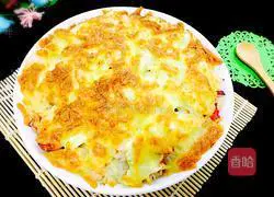 Illustration of how to make durian, seafood and cheese baked rice 9