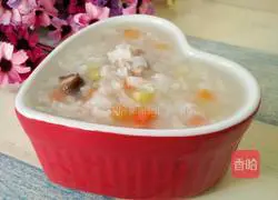 Illustration of how to make Mushroom, Carrot, Asparagus and Meat Porridge 7