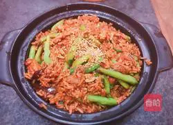 Recipe for braised rice with eggplant, beans, pork belly Illustration 11