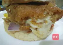 Illustration of how to make fried cheese chicken steak burger 10
