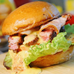 Homemade beef brain burger