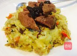 Illustration of how to make beef steak, bacon, grandma's dish, spareribs and minced meat baked rice 13