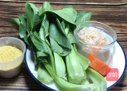 Illustration of how to make millet porridge with vegetables and shrimps 1