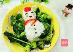 Illustration of how to make snowman rice balls 9