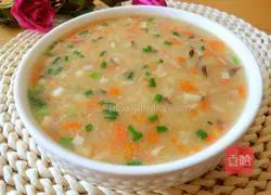 Mushroom, Carrot and Chicken Porridge Recipe Illustration 1