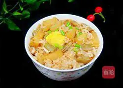 Illustration of how to make stewed rice with potatoes and beans 11