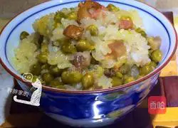 Illustration of how to make braised pea rice 7